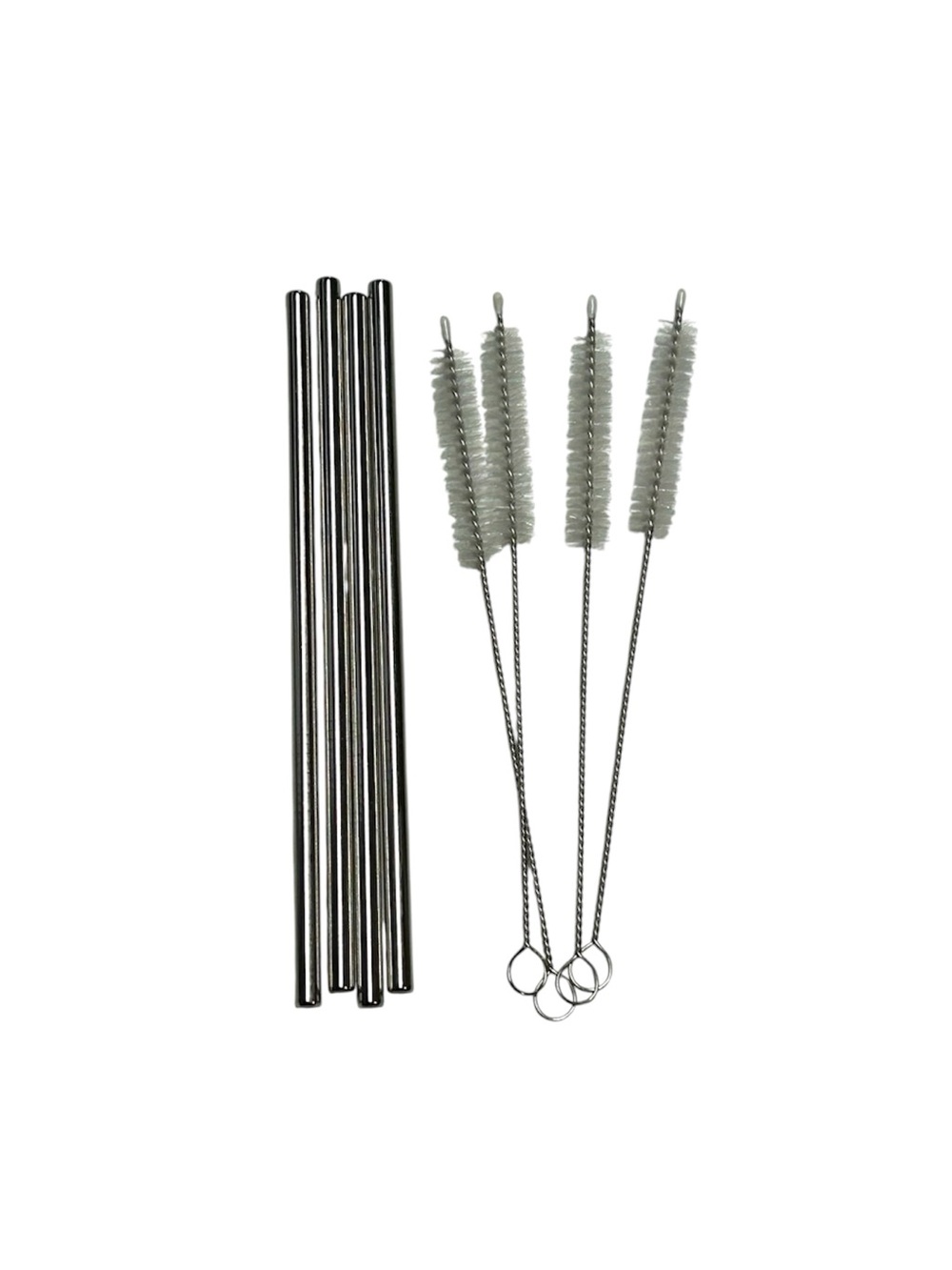 Stainless Steel Reusable Drinking Straws with Cleaning Brushes - All 4 in Set